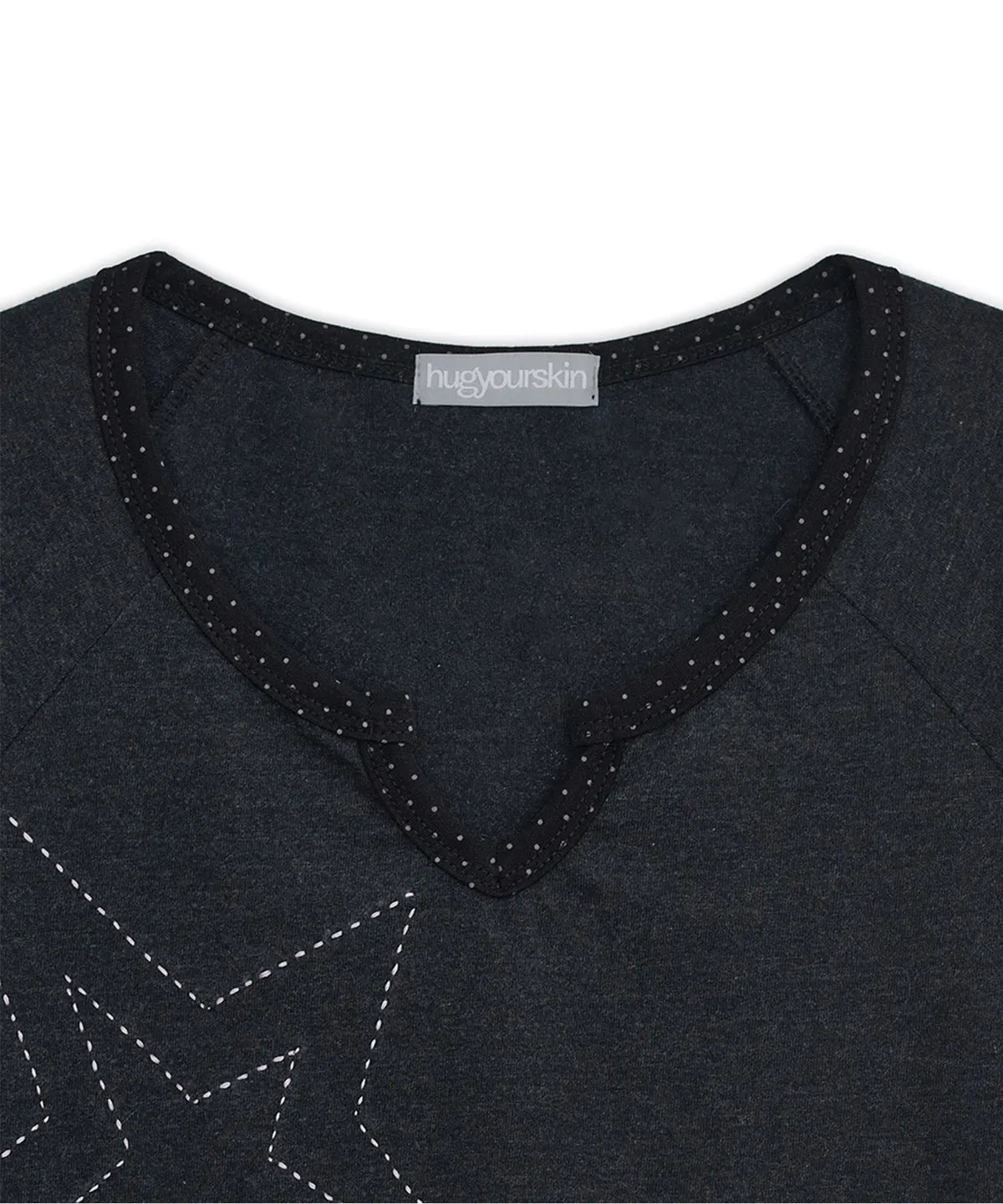 HUGYOURSKIN STAR STITCH TOP (CHARCOAL)