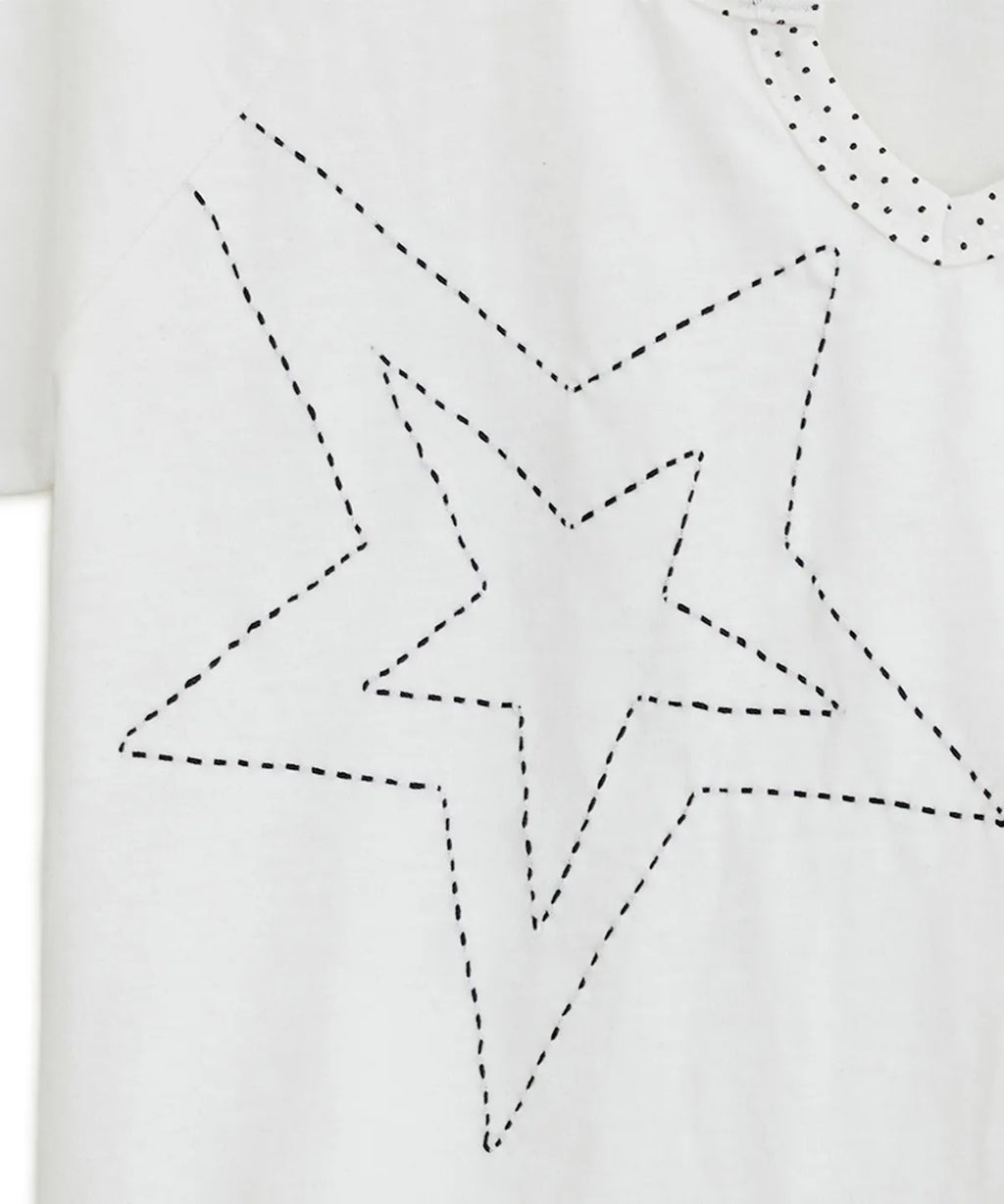 HUGYOURSKIN STAR STITCH TOP (WHITE)
