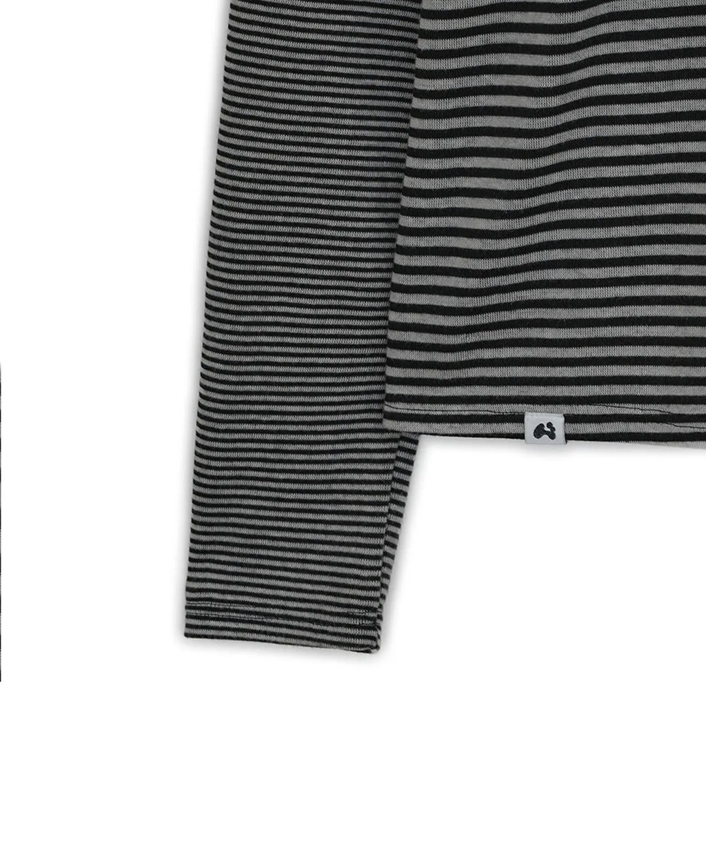 HUGYOURSKIN STRIPED BABYDOLL HOODIE (WHITE BLACK)