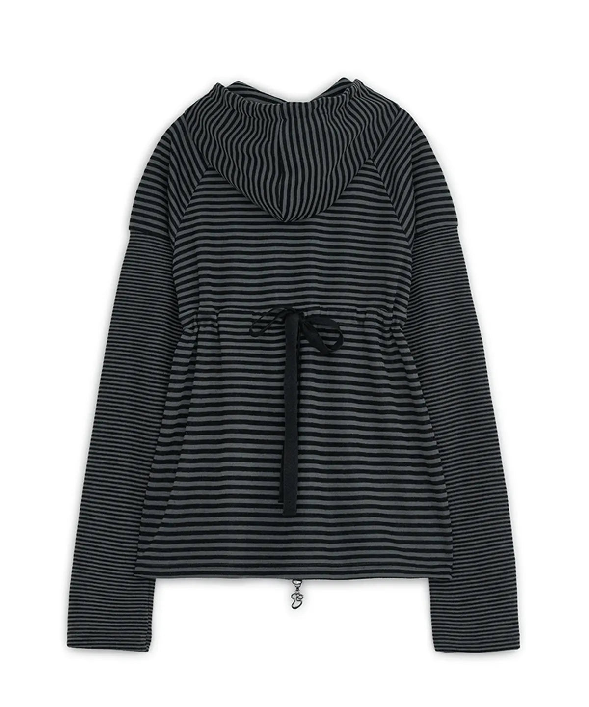 HUGYOURSKIN STRIPED BABYDOLL HOODIE (CHARCOAL)