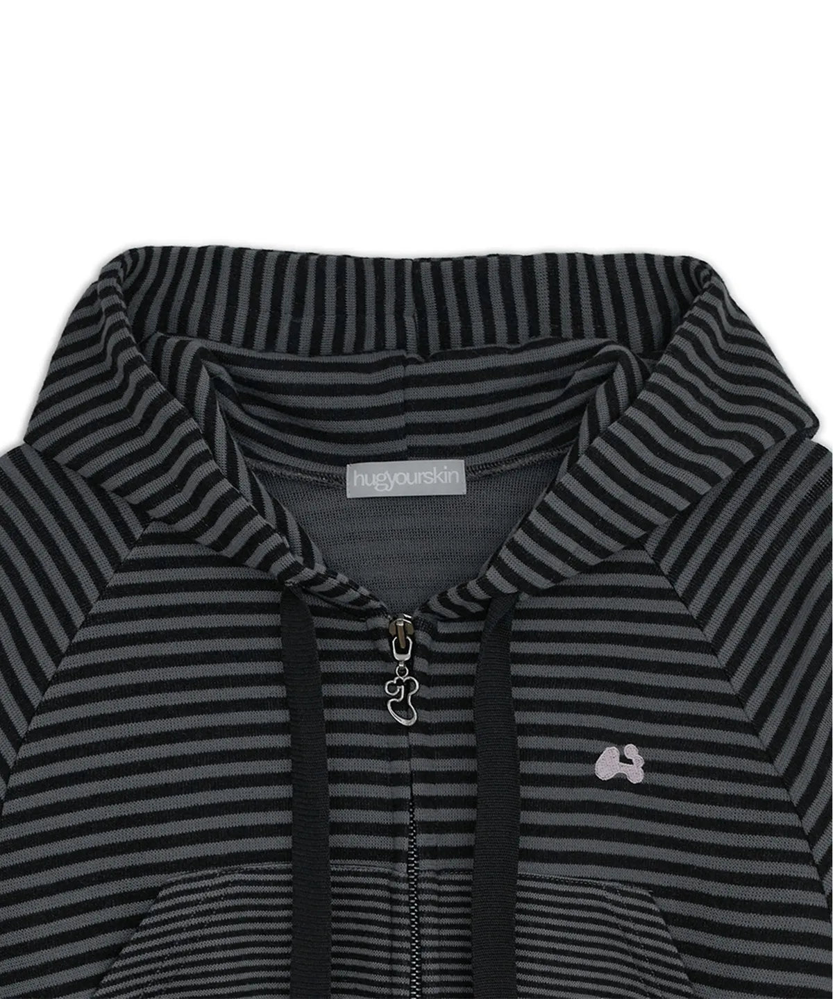HUGYOURSKIN STRIPED BABYDOLL HOODIE (CHARCOAL)