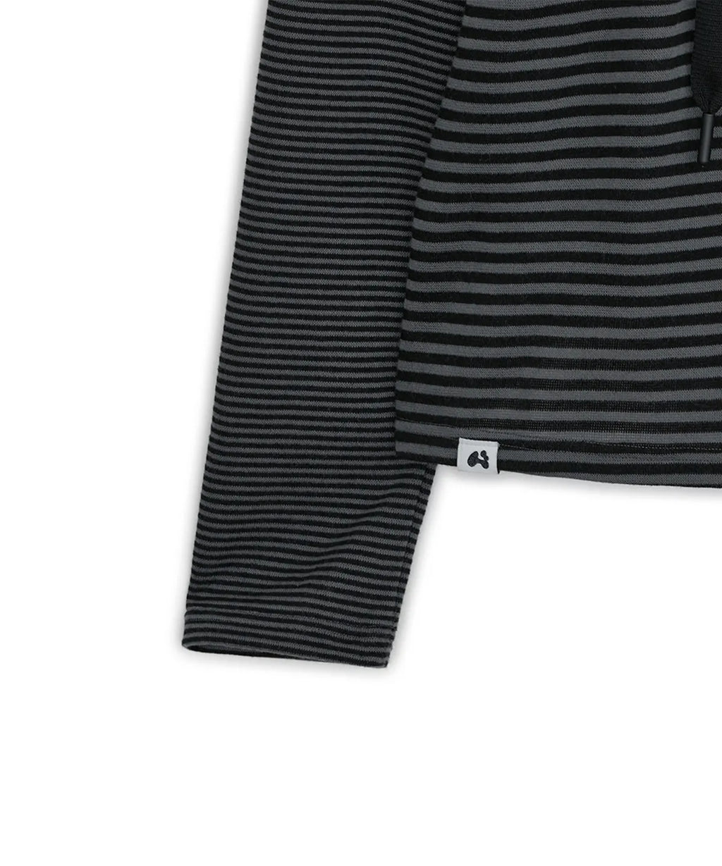 HUGYOURSKIN STRIPED BABYDOLL HOODIE (CHARCOAL)
