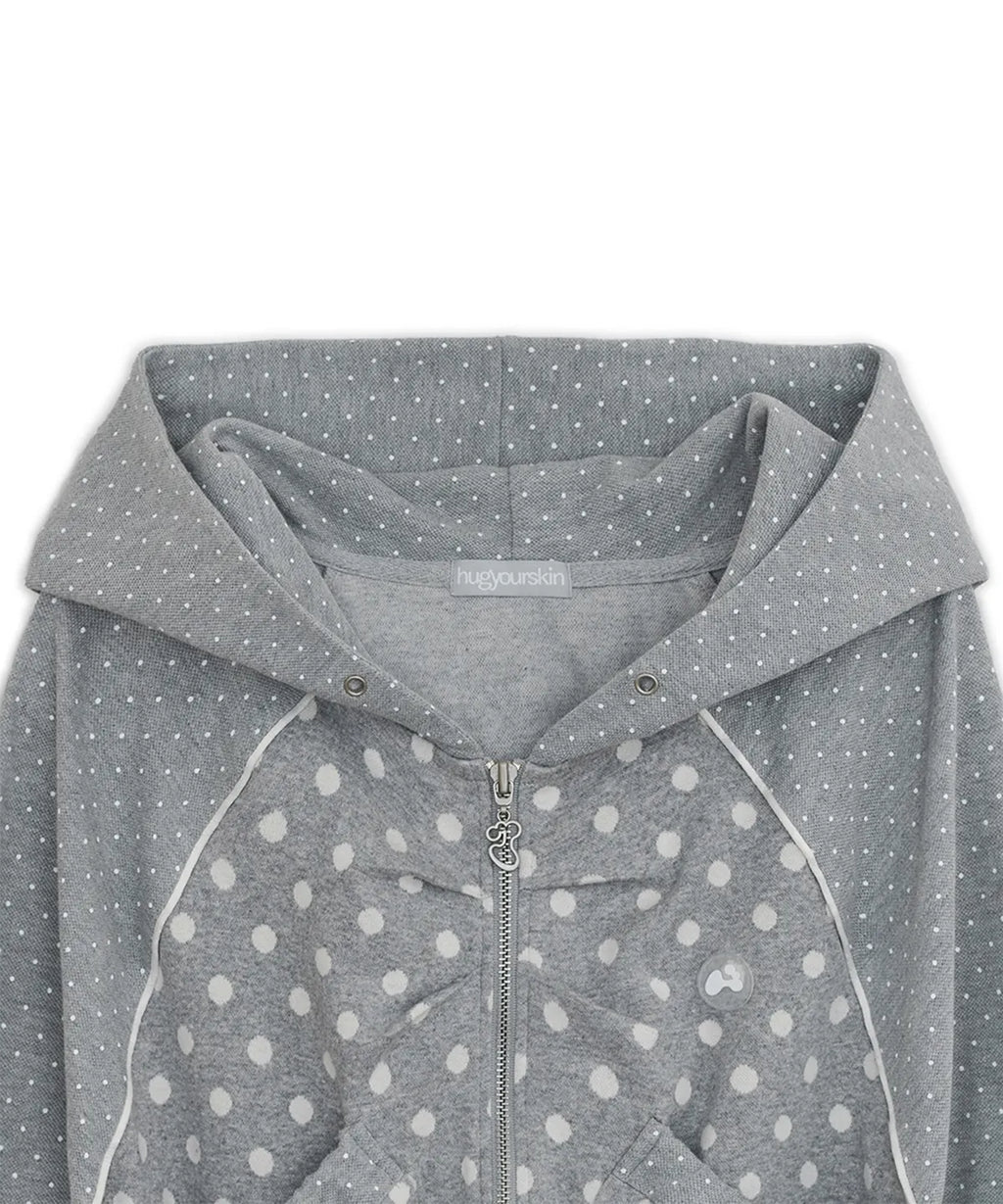HUGYOURSKIN DOT BIG POCKET HOODIE (GREY)