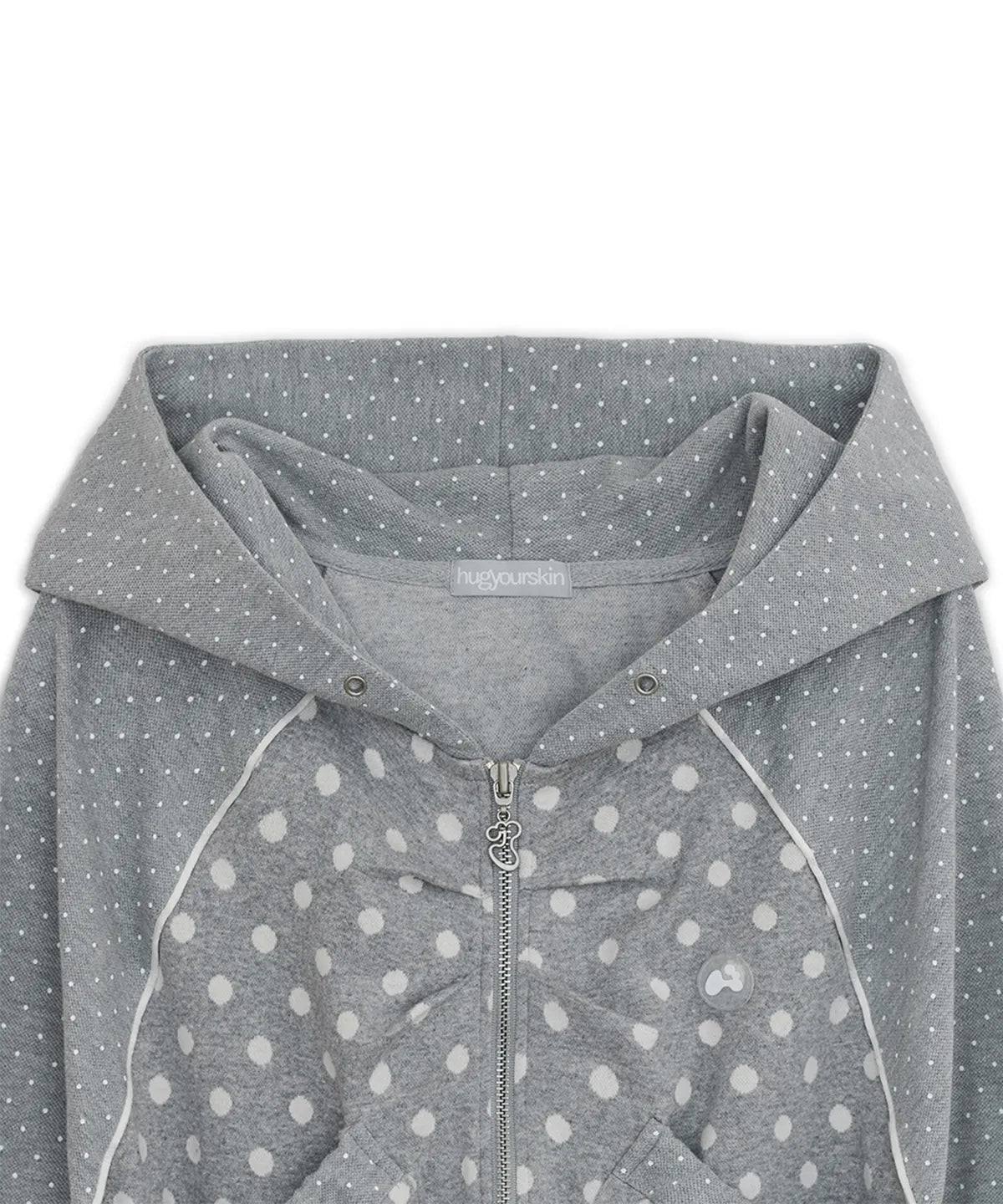 HUGYOURSKIN DOT BIG POCKET HOODIE (GREY)