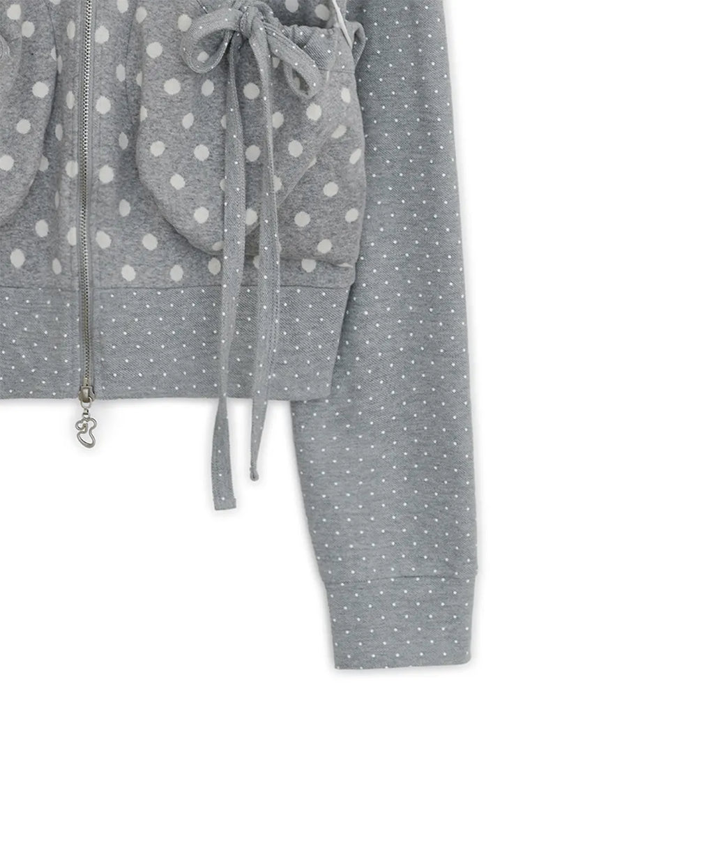 HUGYOURSKIN DOT BIG POCKET HOODIE (GREY)