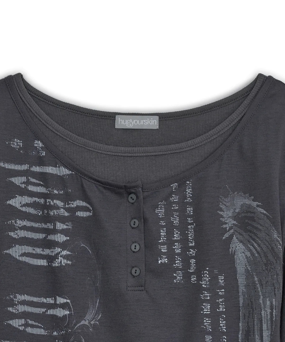 HUGYOURSKIN FALLEN ANGEL LAYERED TOP (CHARCOAL)
