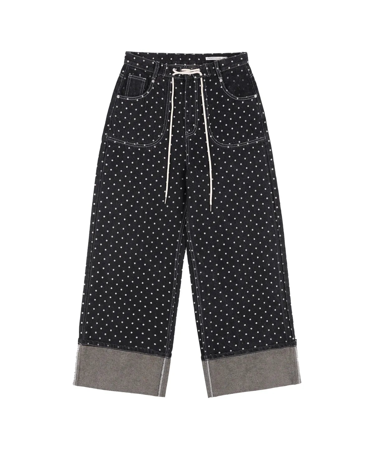 【𝘱𝘳𝘦-𝘰𝘳𝘥𝘦𝘳】FANCY CLUB String Dot Roll-up Pants (BLACK) F25QD890