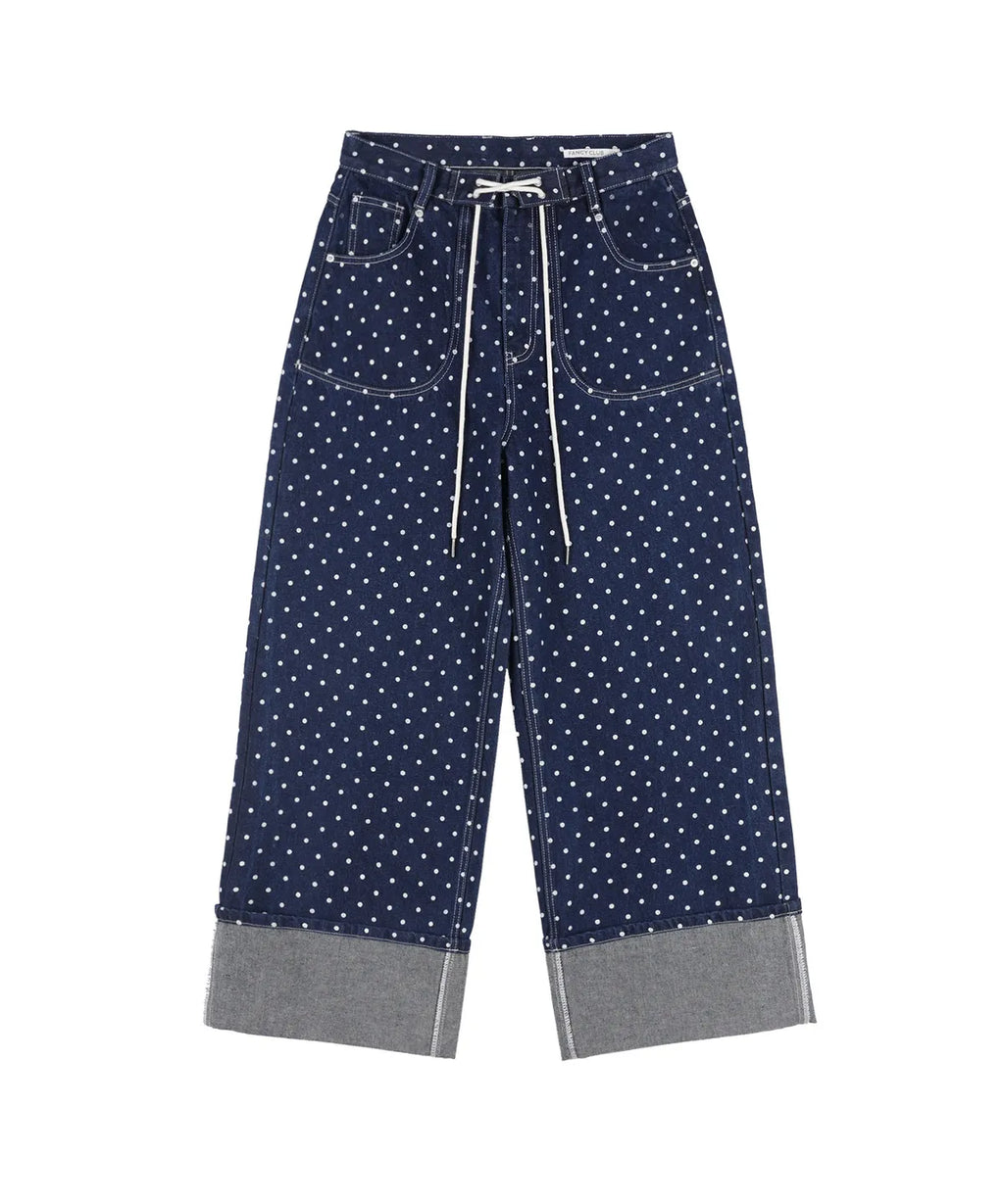 【𝘱𝘳𝘦-𝘰𝘳𝘥𝘦𝘳】FANCY CLUB String Dot Roll-up Pants (BLUE) F25QD890