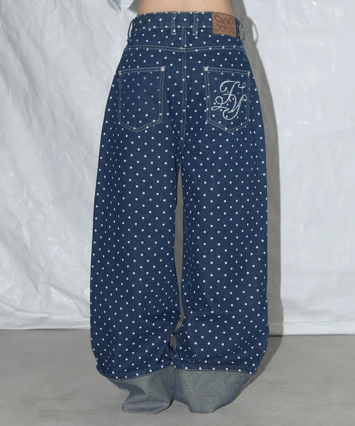 【𝘱𝘳𝘦-𝘰𝘳𝘥𝘦𝘳】FANCY CLUB String Dot Roll-up Pants (BLUE) F25QD890