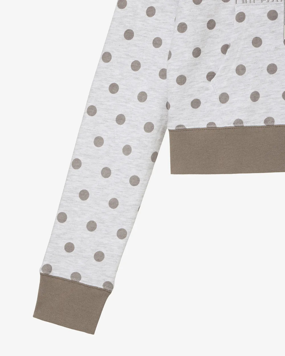 AEAE WEB LOGO CROP HOOD ZIP UP (DOT LIGHT GREY)