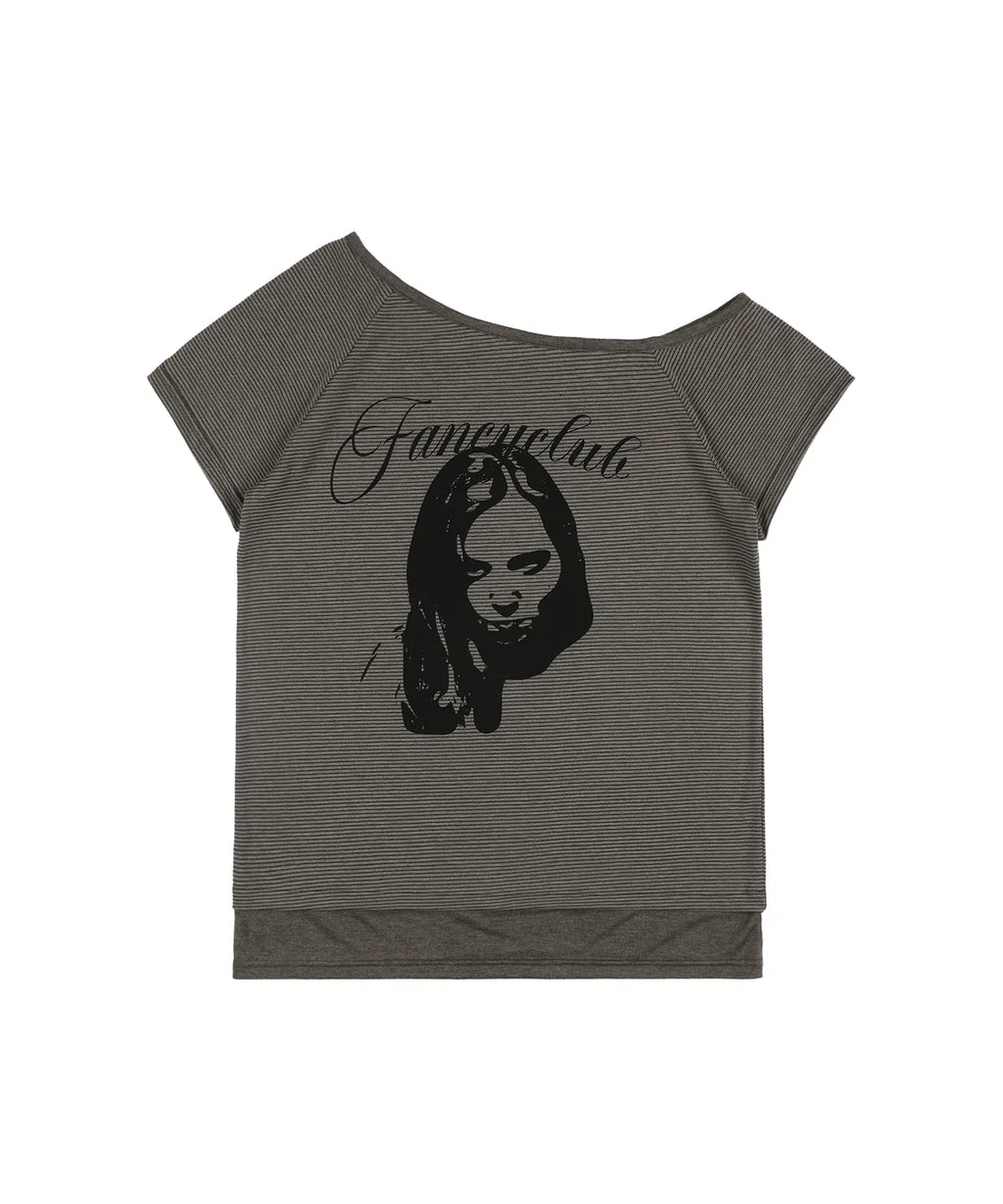 【𝘱𝘳𝘦-𝘰𝘳𝘥𝘦𝘳】FANCY CLUB MYSTIC ONE SHOULDER TEE (BROWN)