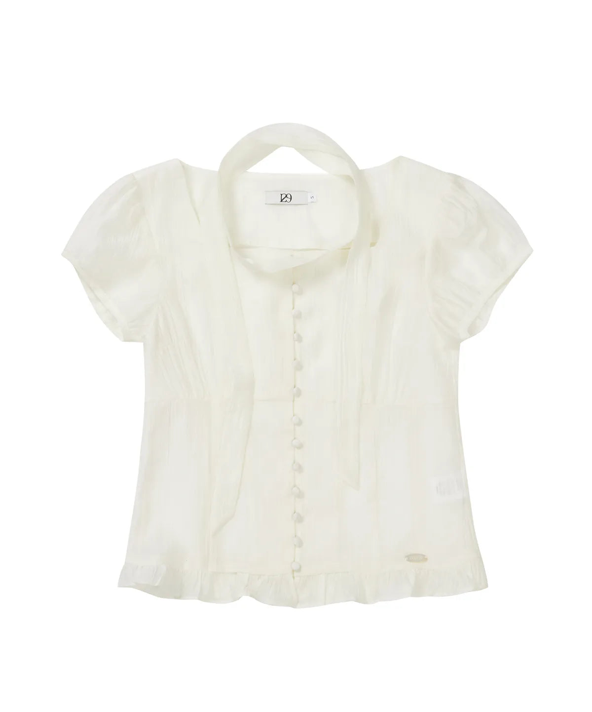 【𝘱𝘳𝘦-𝘰𝘳𝘥𝘦𝘳】ILLIGO Ribbon Tie Square Neck Blouse (CREAM)