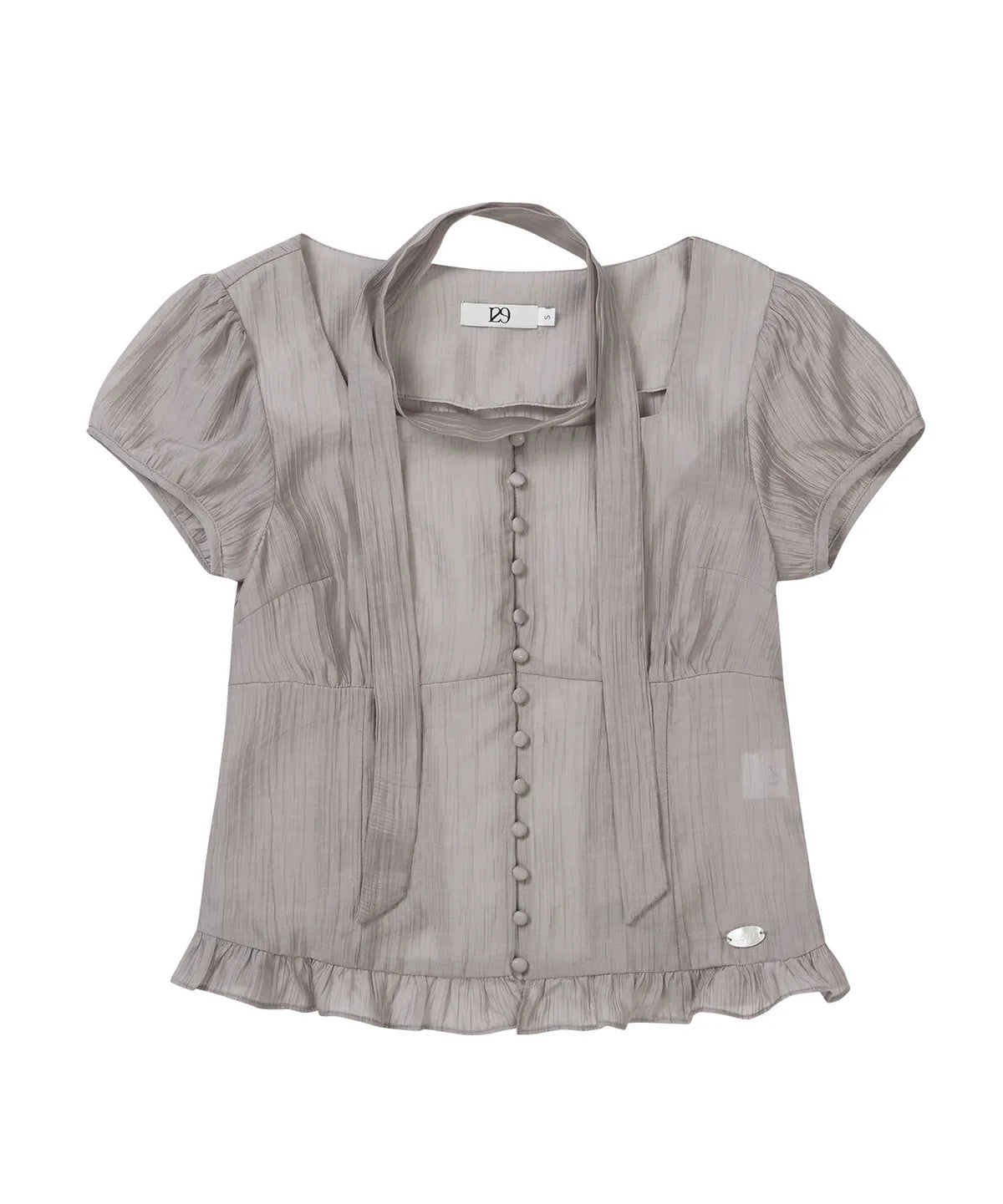【𝘱𝘳𝘦-𝘰𝘳𝘥𝘦𝘳】ILLIGO Ribbon Tie Square Neck Blouse (GREY)