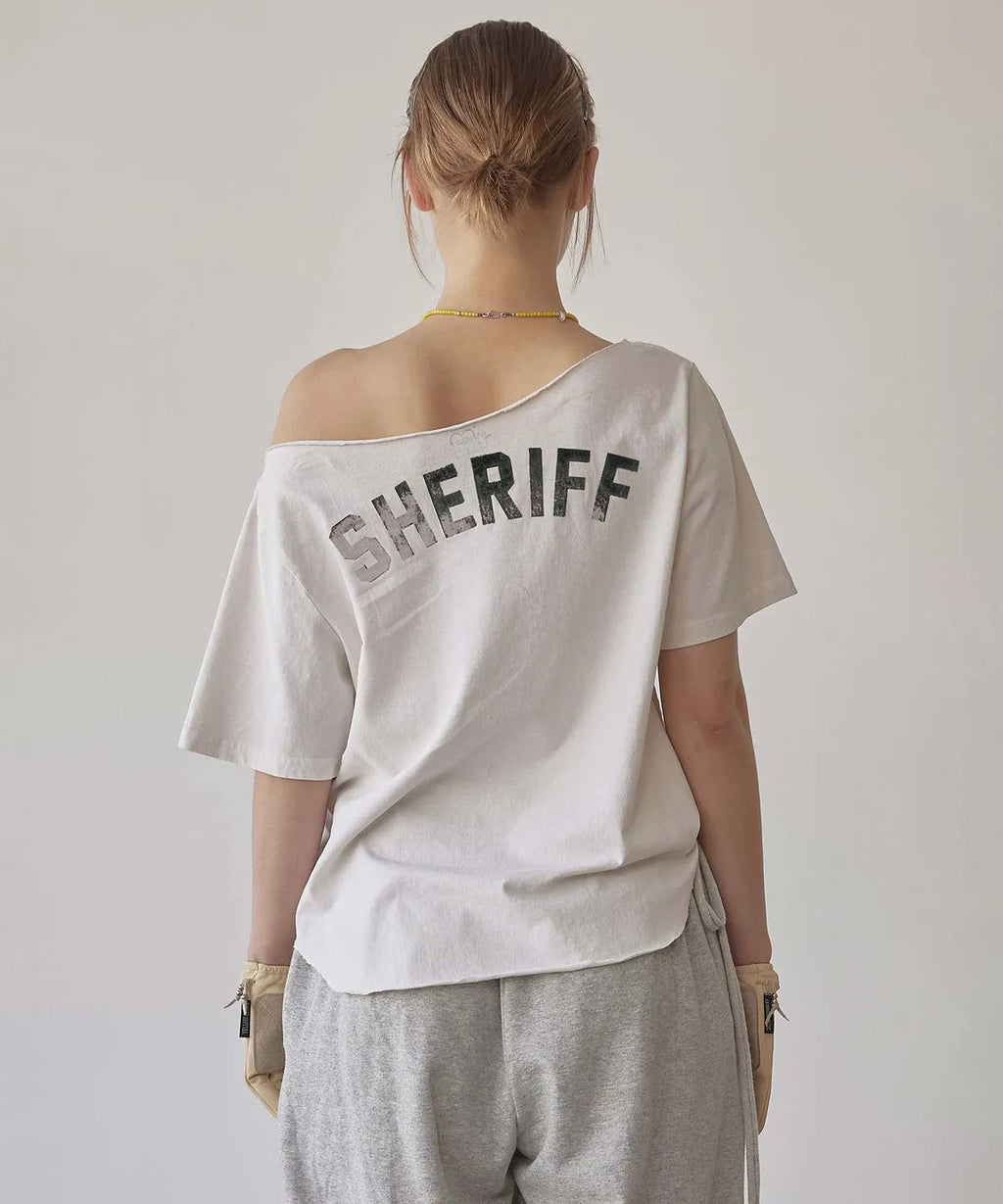 【𝘱𝘳𝘦-𝘰𝘳𝘥𝘦𝘳】SCULPTOR Sheriff Cut Out Tee Dirty White