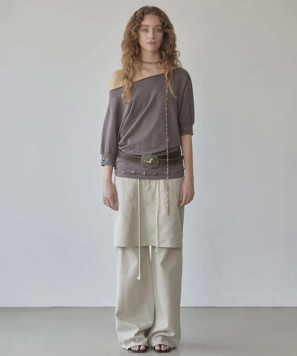 【𝘱𝘳𝘦-𝘰𝘳𝘥𝘦𝘳】SCULPTOR Stud Half Sleeve Sweatshirt Brown