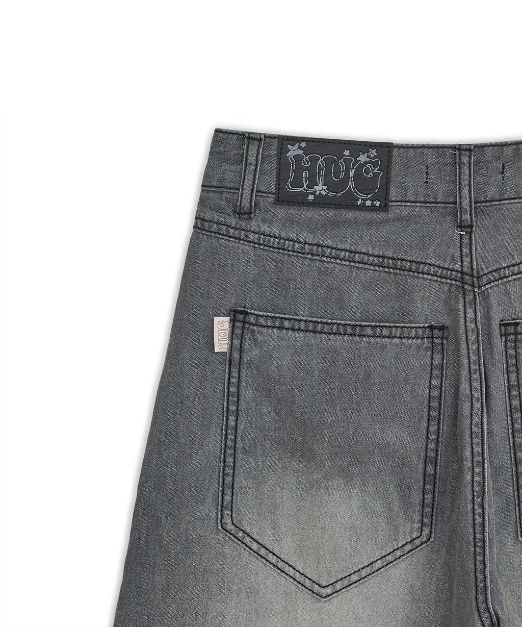 HUGYOURSKIN KORILAKKUMA WASHED JEANS (CHARCOAL)