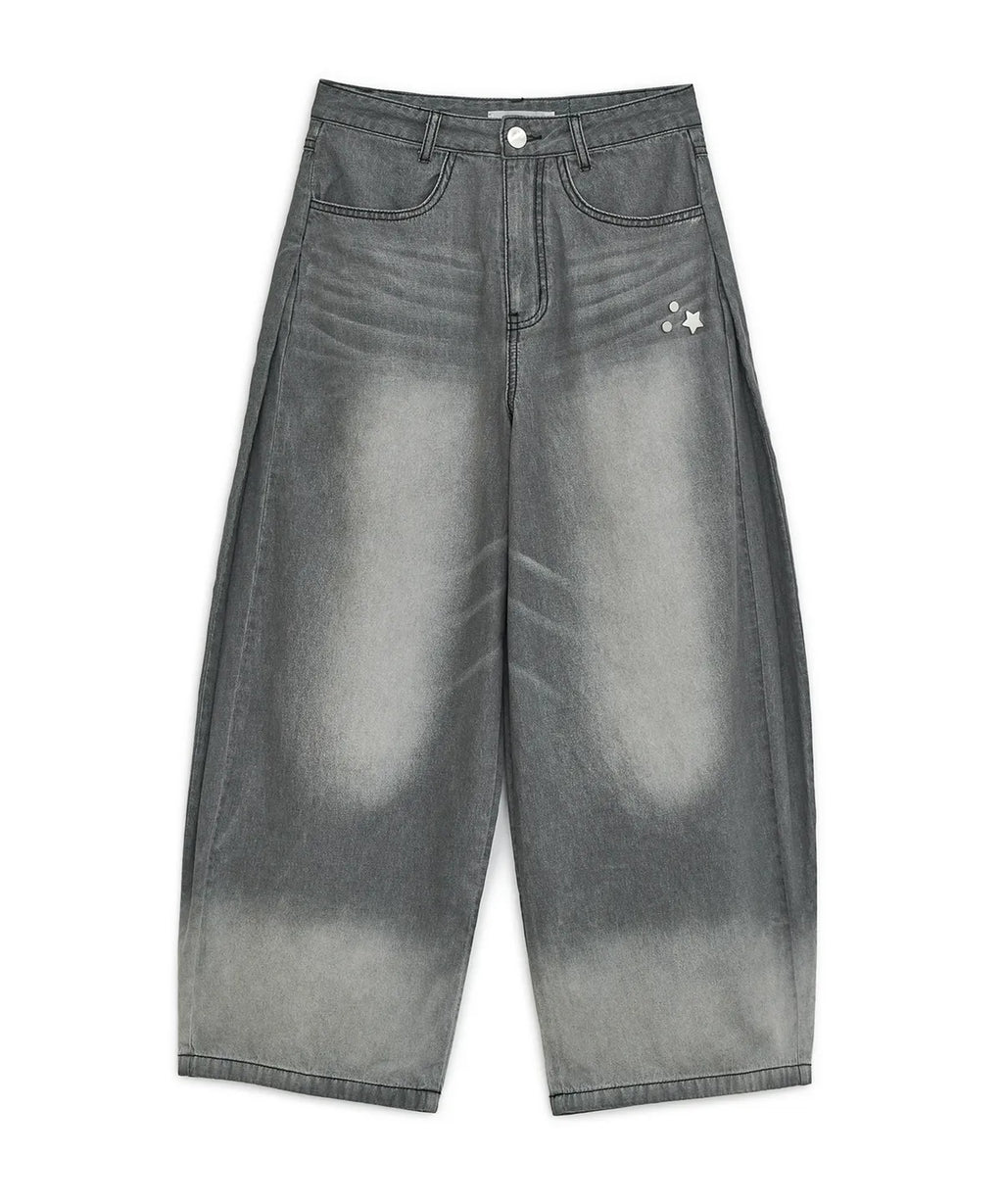 HUGYOURSKIN KORILAKKUMA WASHED JEANS (CHARCOAL)