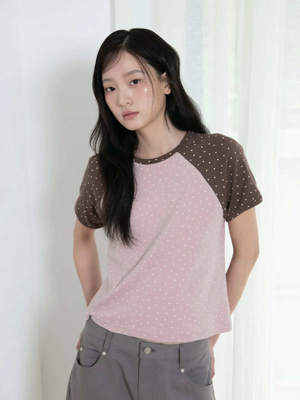 【𝘱𝘳𝘦-𝘰𝘳𝘥𝘦𝘳】OAFISH Mini Star Raglan T-Shirt (Pink)