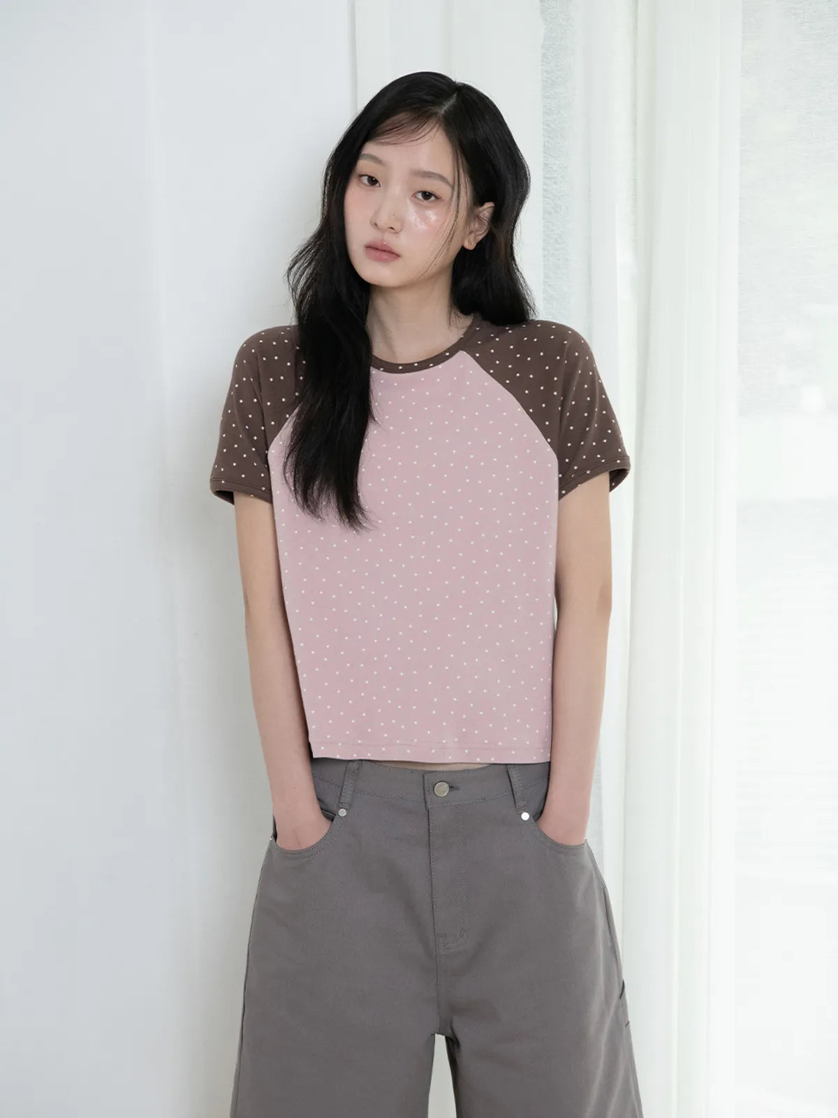 【𝘱𝘳𝘦-𝘰𝘳𝘥𝘦𝘳】OAFISH Mini Star Raglan T-Shirt (Pink)