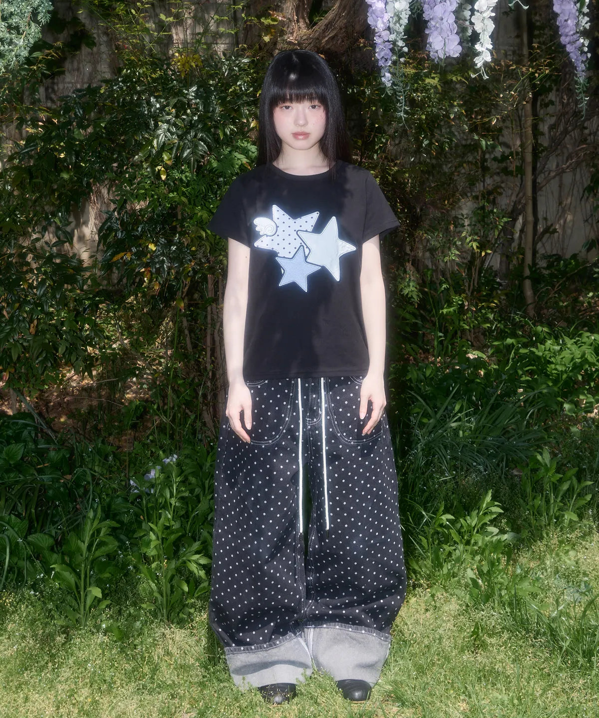 【𝘱𝘳𝘦-𝘰𝘳𝘥𝘦𝘳】FANCY CLUB MIX STAR ANGEL PATCH TEE (BLACK)