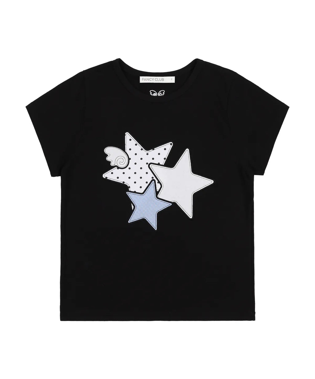 【𝘱𝘳𝘦-𝘰𝘳𝘥𝘦𝘳】FANCY CLUB MIX STAR ANGEL PATCH TEE (BLACK)