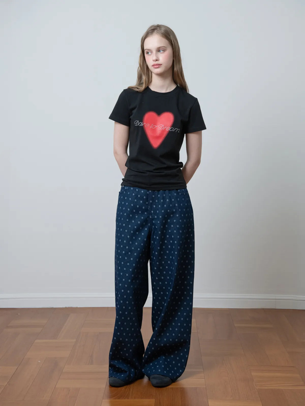 【𝘱𝘳𝘦-𝘰𝘳𝘥𝘦𝘳】OAFISH Wide dot denim pants(blue)