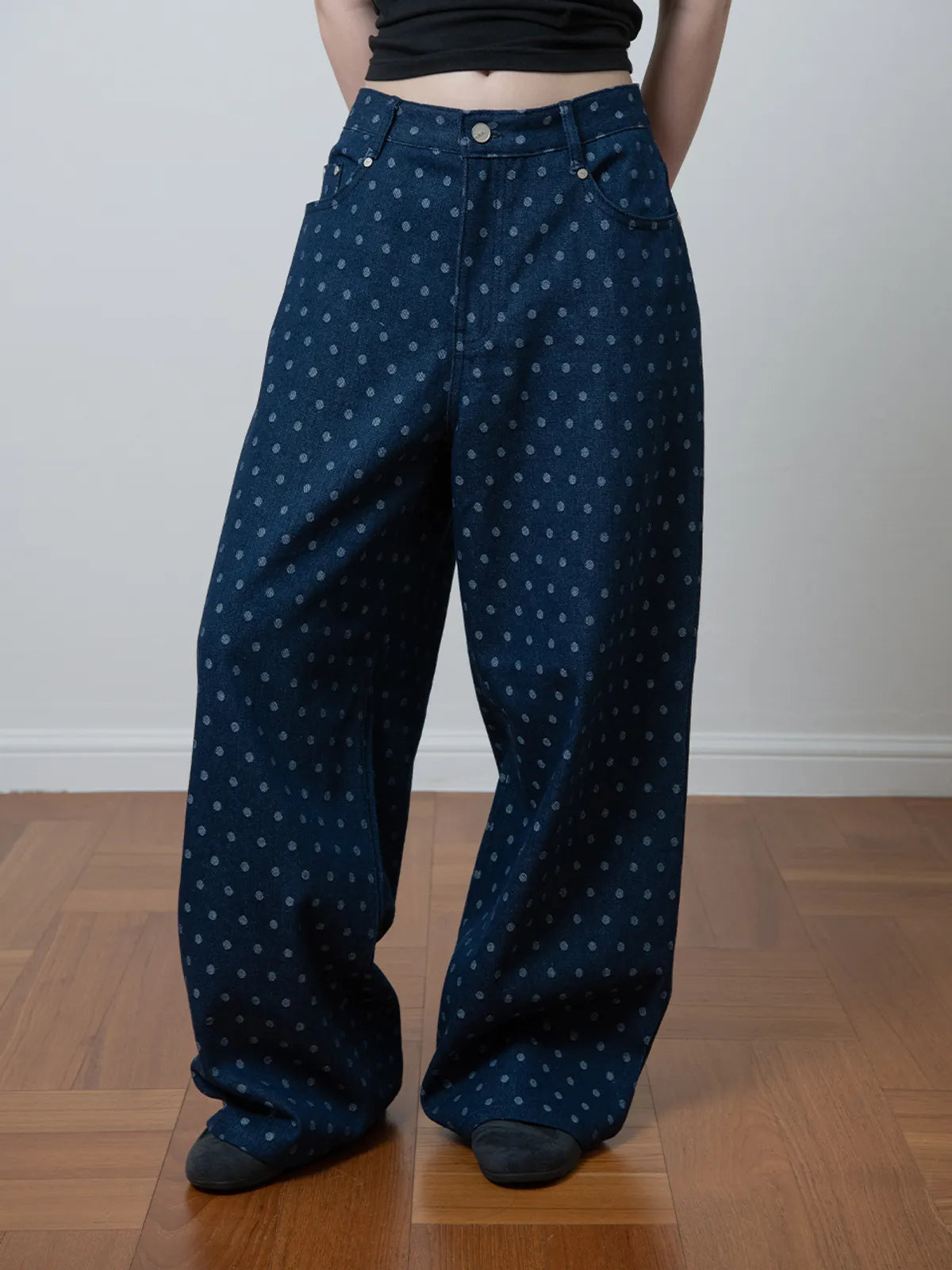 【𝘱𝘳𝘦-𝘰𝘳𝘥𝘦𝘳】OAFISH Wide dot denim pants(blue)