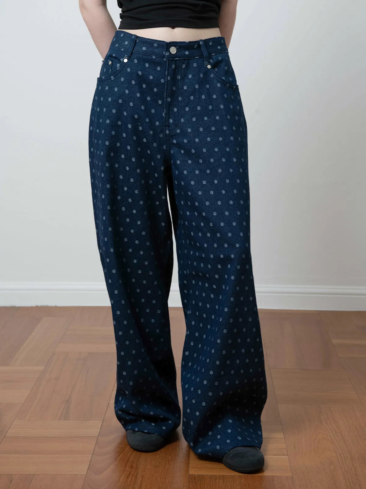 【𝘱𝘳𝘦-𝘰𝘳𝘥𝘦𝘳】OAFISH Wide dot denim pants(blue)