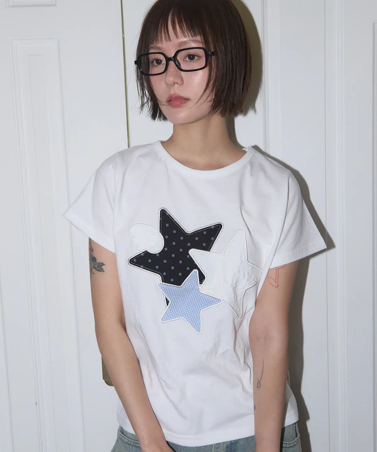 【𝘱𝘳𝘦-𝘰𝘳𝘥𝘦𝘳】FANCY CLUB MIX STAR ANGEL PATCH TEE (WHITE)