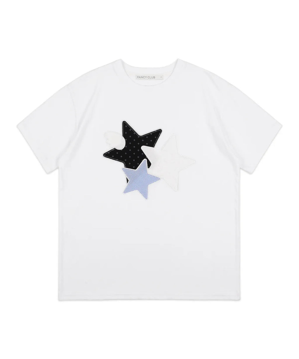 【𝘱𝘳𝘦-𝘰𝘳𝘥𝘦𝘳】FANCY CLUB MIX STAR ANGEL PATCH TEE (WHITE)