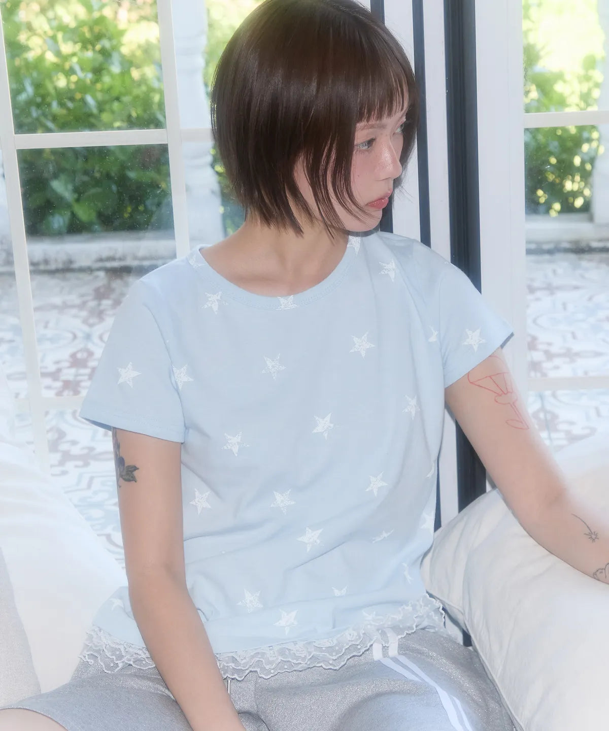 【𝘱𝘳𝘦-𝘰𝘳𝘥𝘦𝘳】FANCY CLUB Race Star Layered Tee (SKY BLUE)