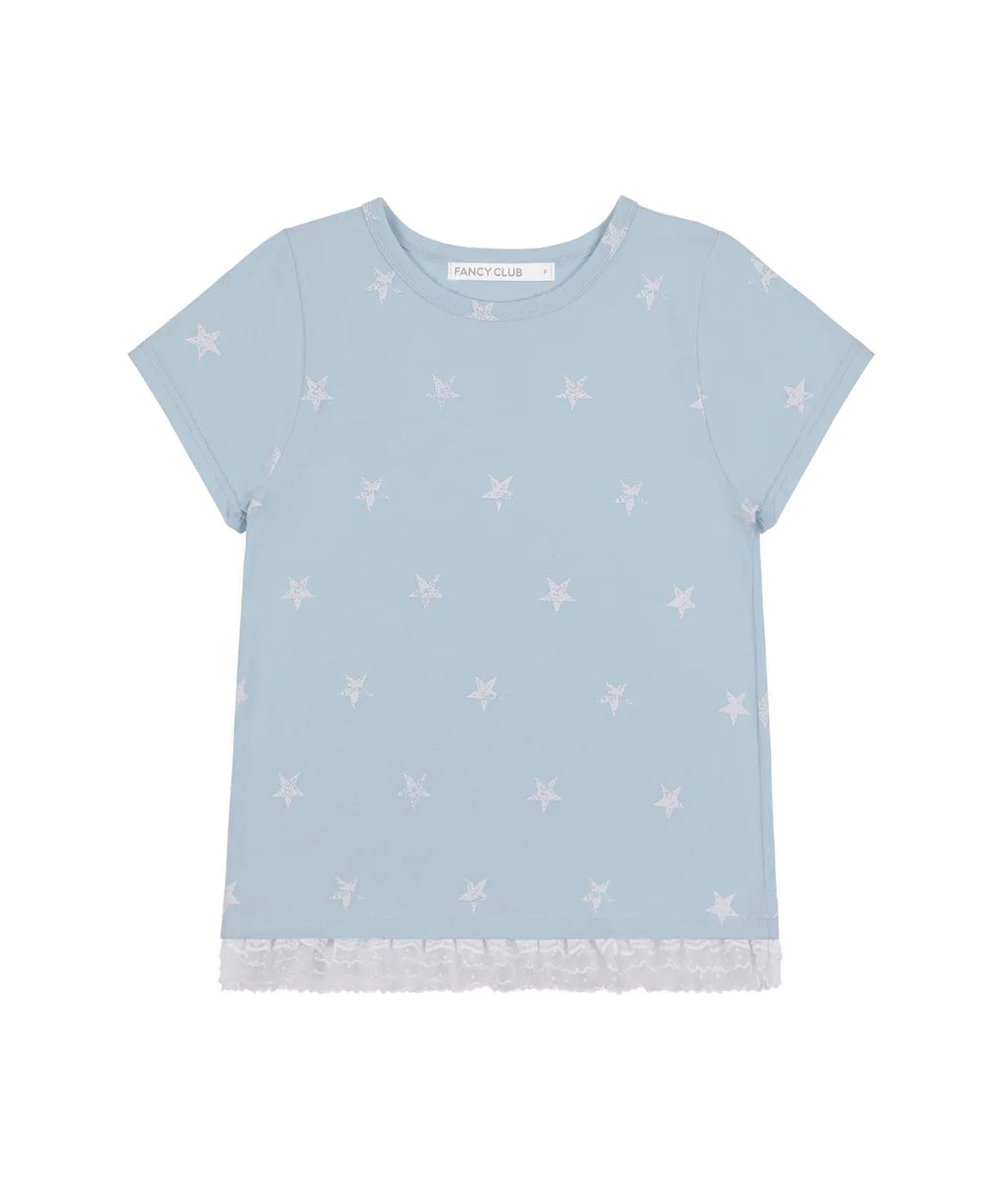 【𝘱𝘳𝘦-𝘰𝘳𝘥𝘦𝘳】FANCY CLUB Race Star Layered Tee (SKY BLUE)