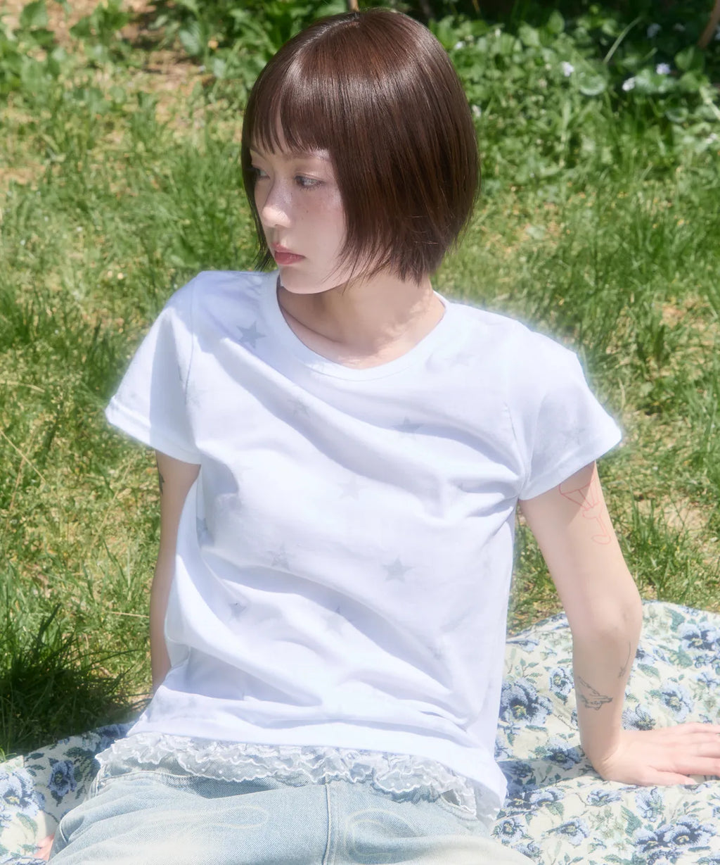 【𝘱𝘳𝘦-𝘰𝘳𝘥𝘦𝘳】FANCY CLUB Race Star Layered Tee (WHITE)