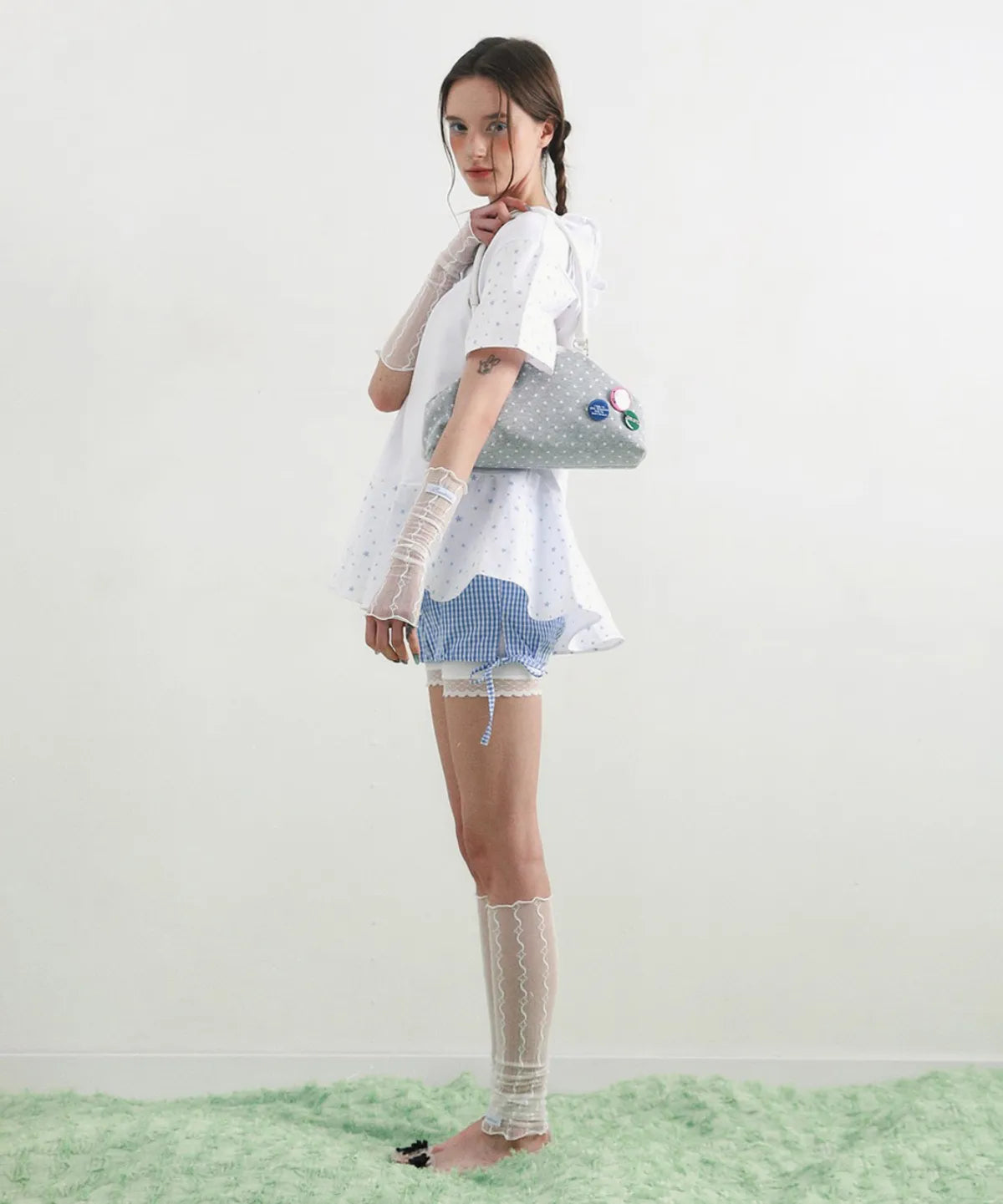 【𝘱𝘳𝘦-𝘰𝘳𝘥𝘦𝘳】BADBLUE Dot Cozy Dumpling Bag Gray