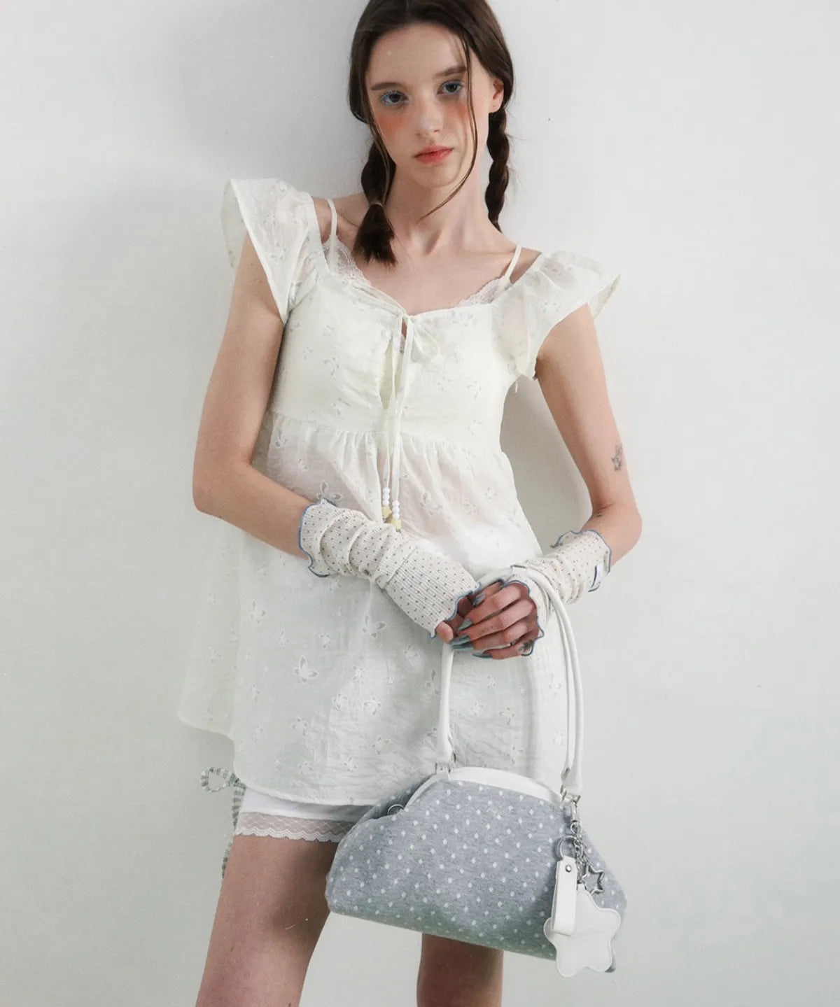 【𝘱𝘳𝘦-𝘰𝘳𝘥𝘦𝘳】BADBLUE Dot Cozy Dumpling Bag Gray