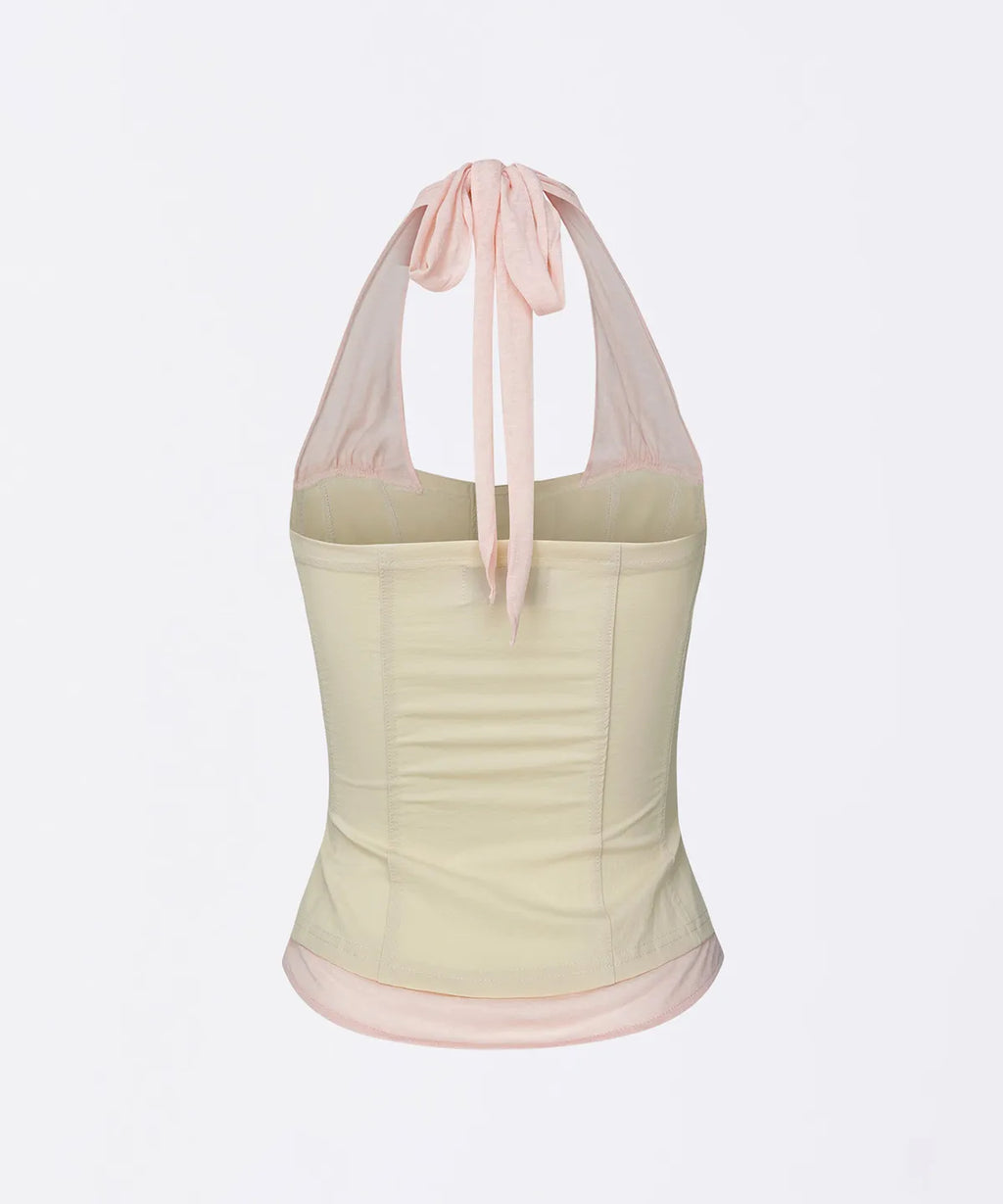 【𝘱𝘳𝘦-𝘰𝘳𝘥𝘦𝘳】SCULPTOR Farm Corset Halter Top Raw/Baby Pink