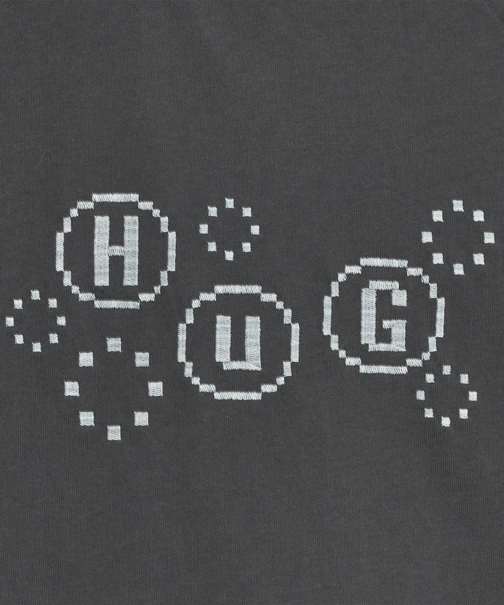 HUGYOURSKIN PIXEL RAGLAN TEE (CHARCOAL)