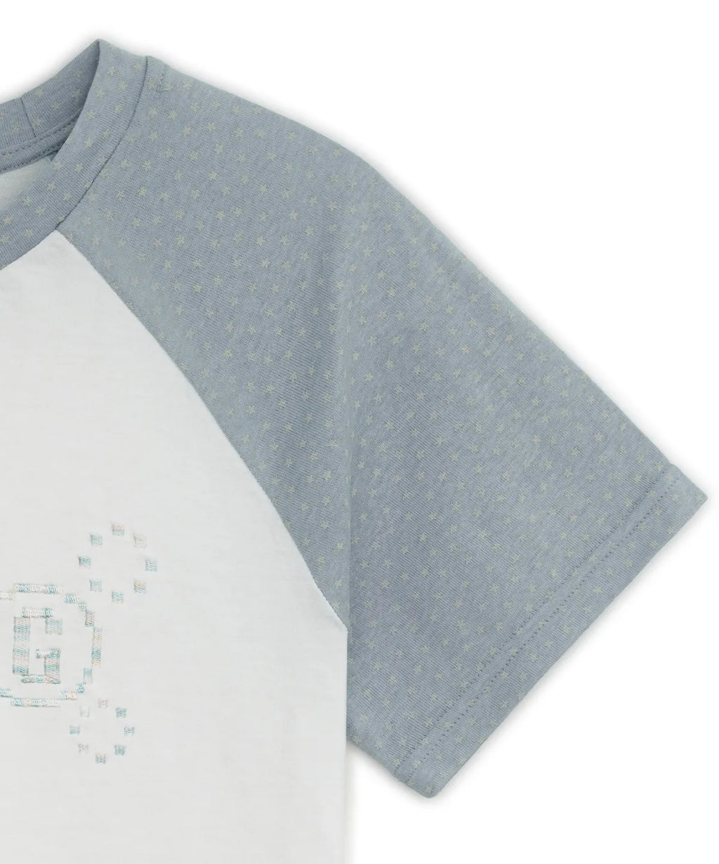 HUGYOURSKIN PIXEL RAGLAN TEE (WHITE)