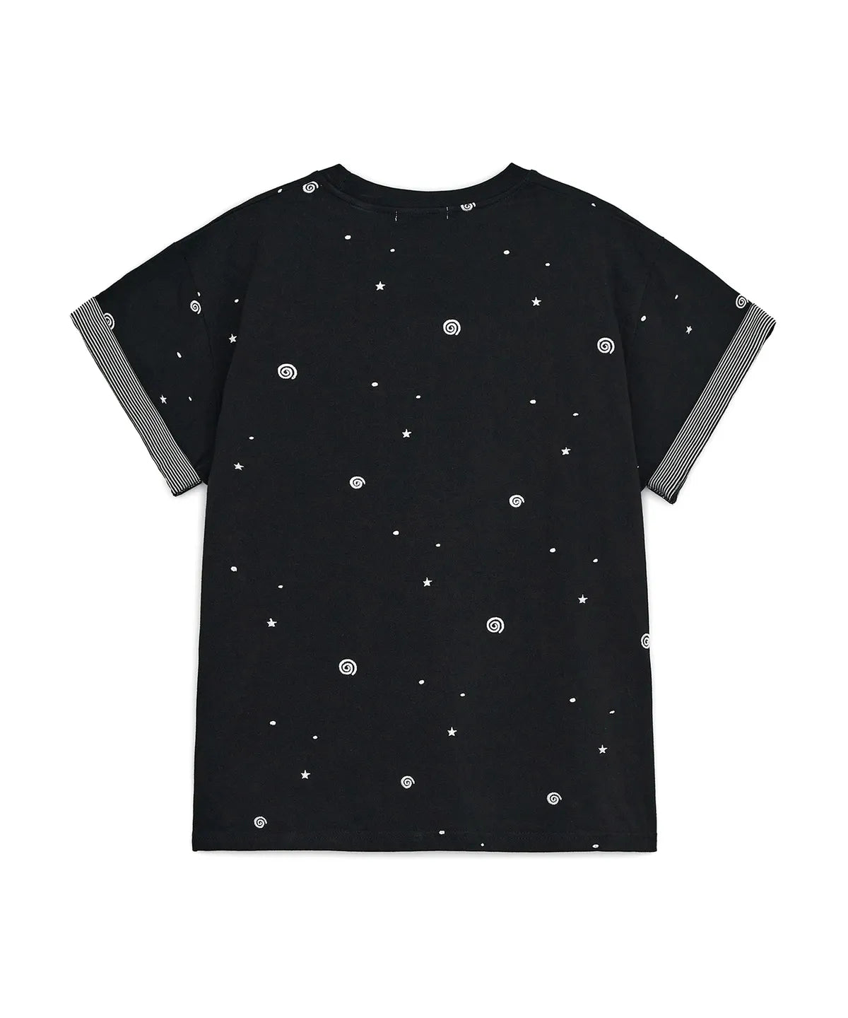 HUGYOURSKIN EMBO ROLL-UP TEE (BLACK)