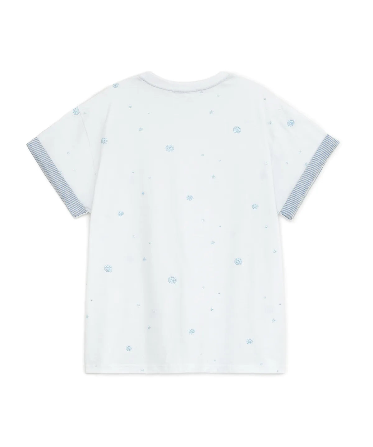 HUGYOURSKIN EMBO ROLL-UP TEE (WHITE)
