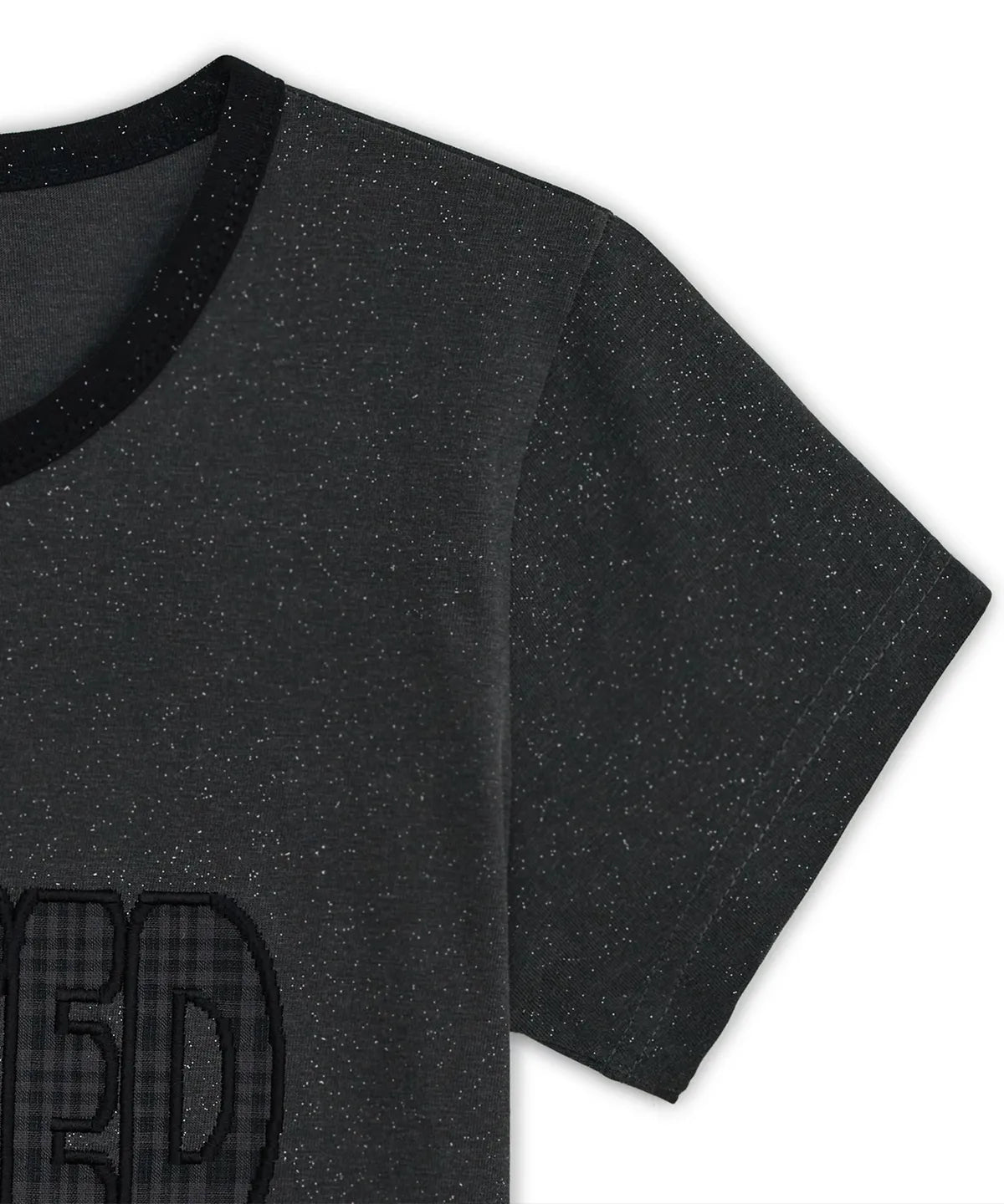HUGYOURSKIN GLITTER MELTED TEE (CHARCOAL)