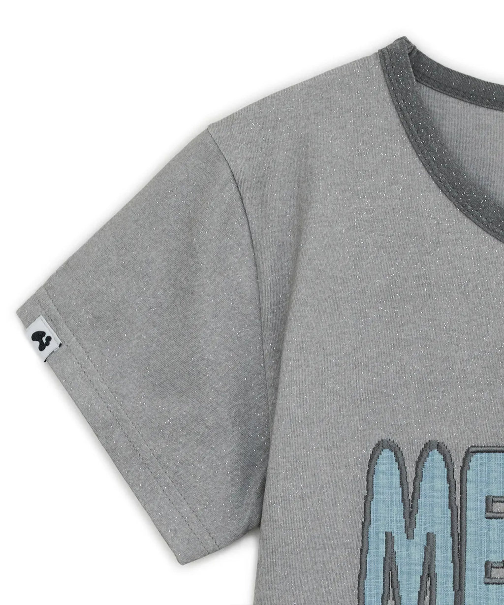 HUGYOURSKIN GLITTER MELTED TEE (GREY)