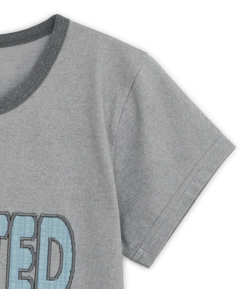 HUGYOURSKIN GLITTER MELTED TEE (GREY)