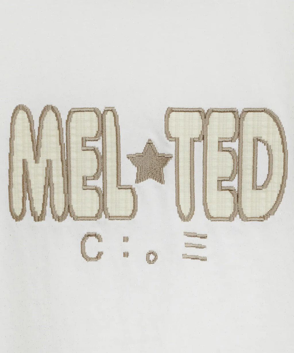 HUGYOURSKIN GLITTER MELTED TEE (WHITE)