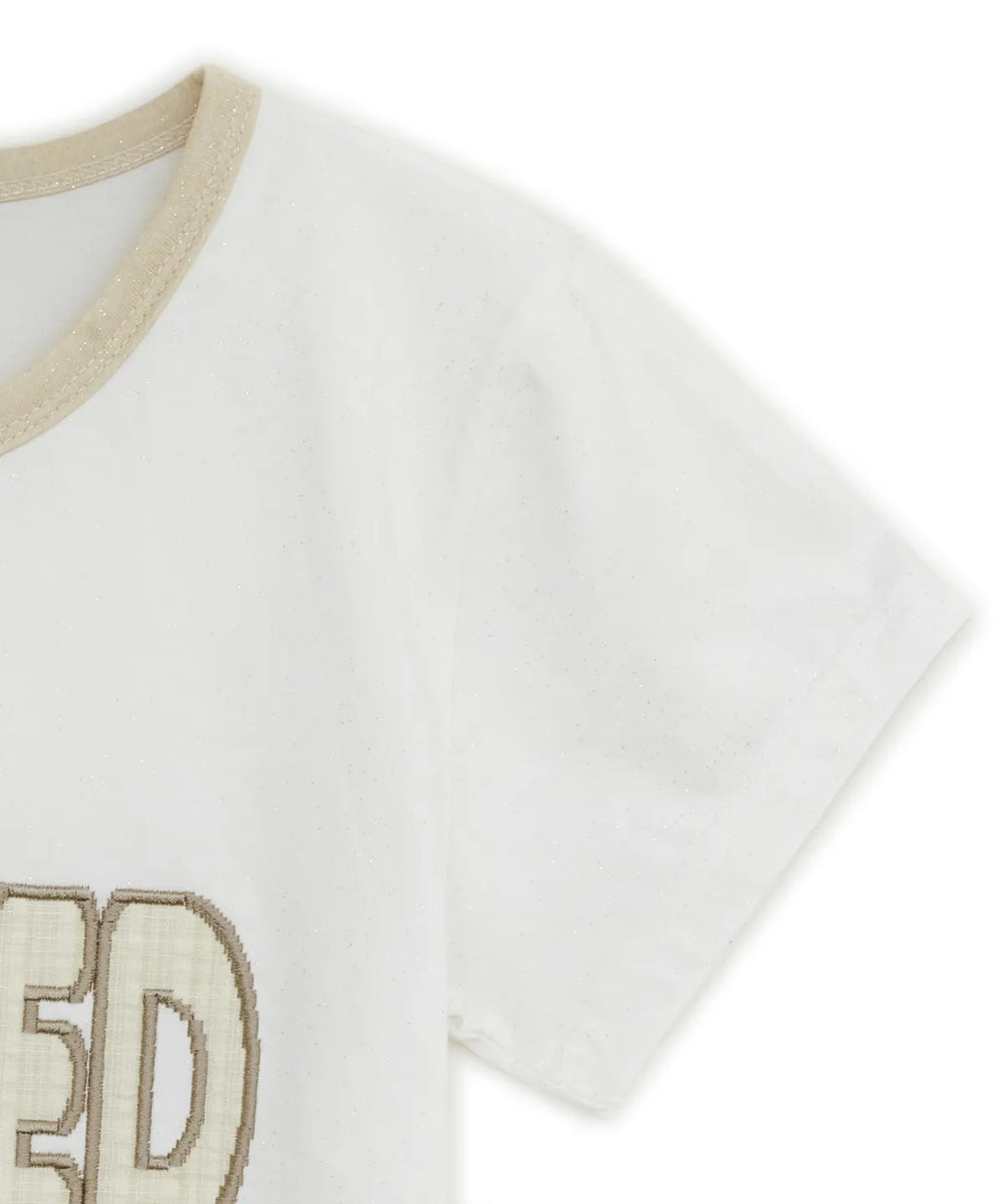 HUGYOURSKIN GLITTER MELTED TEE (WHITE)
