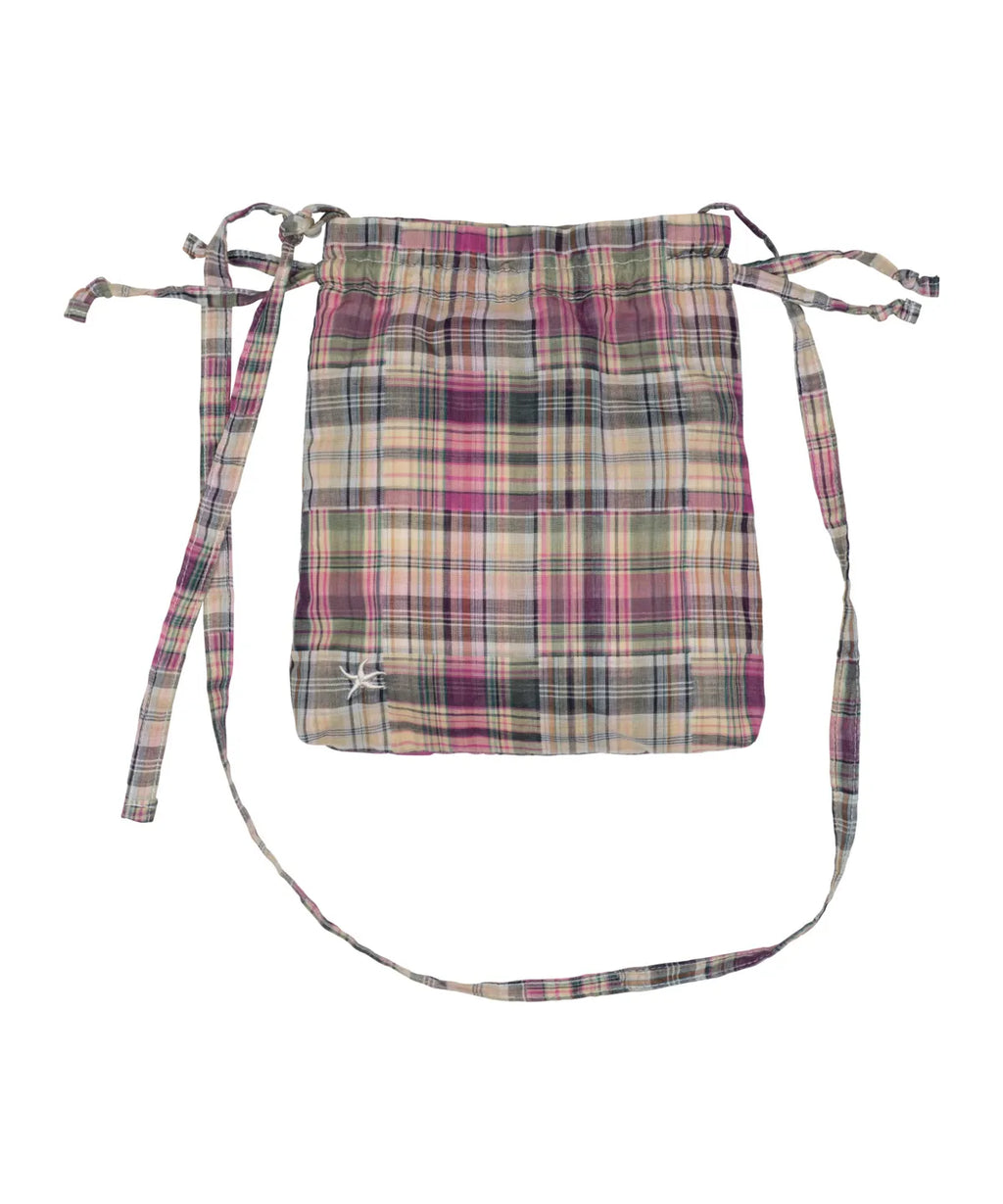 TCM vintage check pouch bag (purple)
