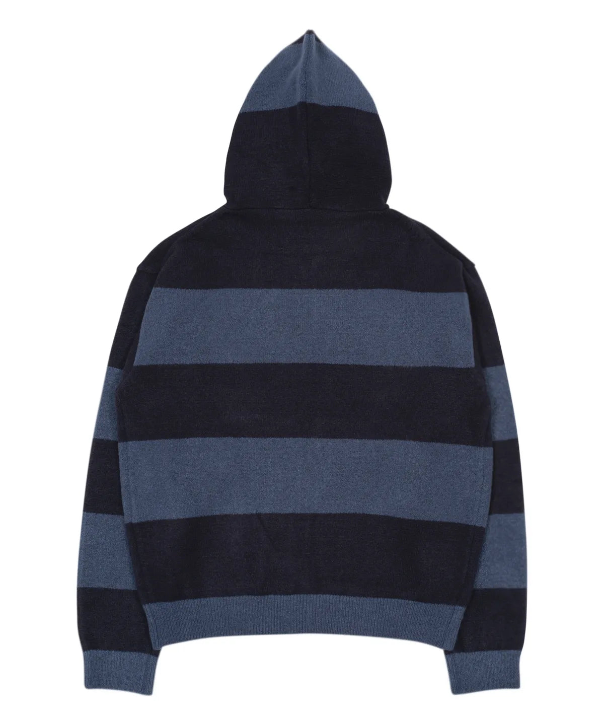TCM stripe knit hooded zip-up (navy/black)