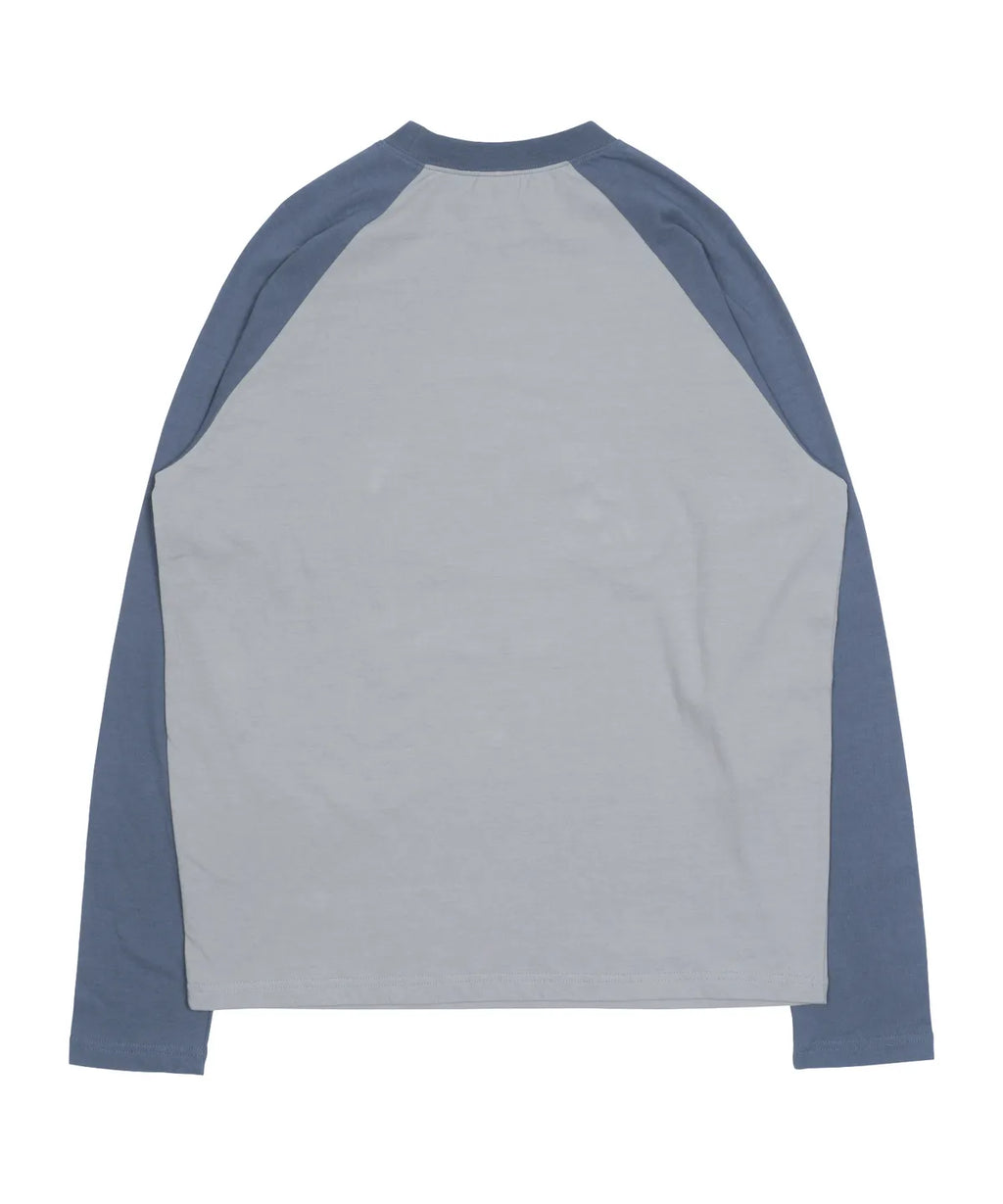 TCM mini logo raglan long sleeve (grey/blue)