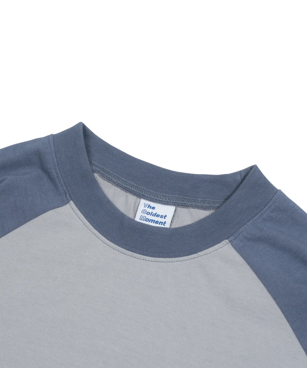 TCM mini logo raglan long sleeve (grey/blue)