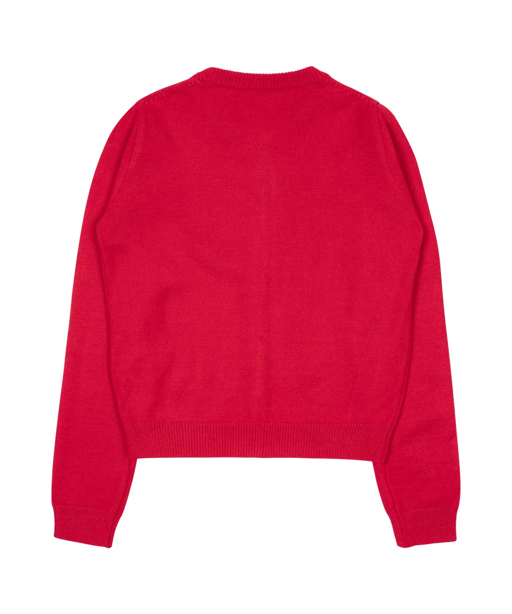 TCM mini logo knit cardigan (red)